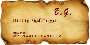 Billig Györgyi névjegykártya